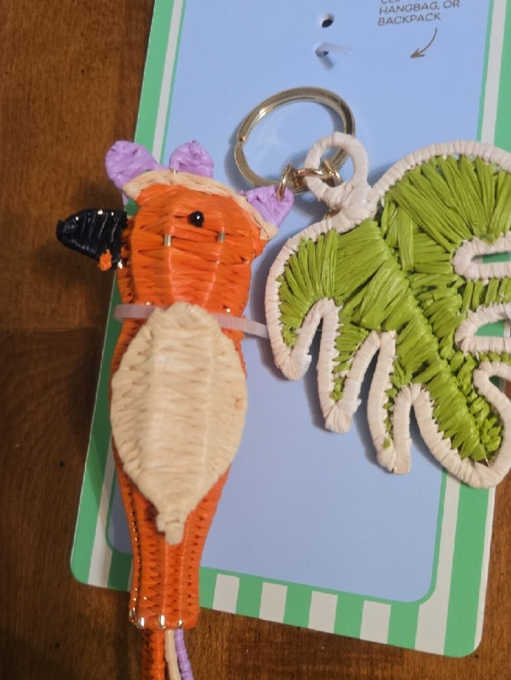 piper•k Orange Parrot & Green Leaf Woven Keychain - Picture 2 of 5